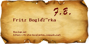 Fritz Boglárka névjegykártya